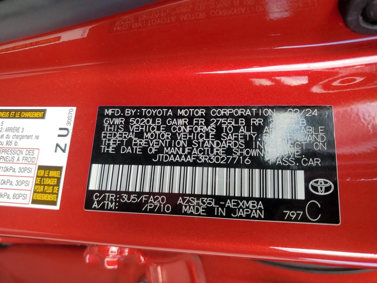 2024 Toyota Crown Xle VIN: JTDAAAAF3R3027716 Lot: 80729235