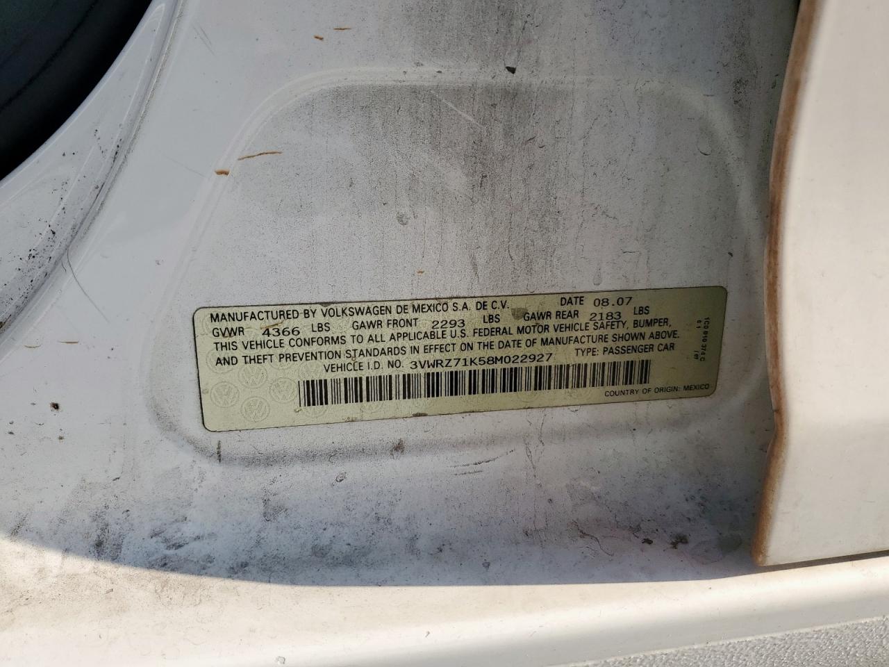 2008 Volkswagen Jetta Se VIN: 3VWRZ71K58M022927 Lot: 81145115