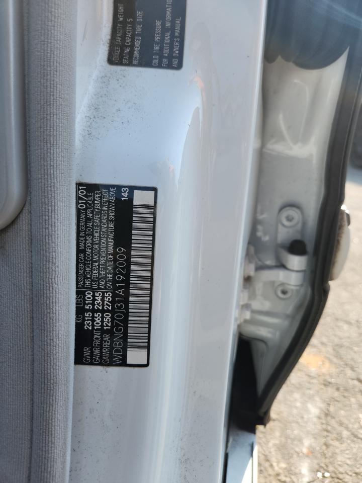 2001 Mercedes-Benz S 430 VIN: WDBNG70J31A192009 Lot: 70187415