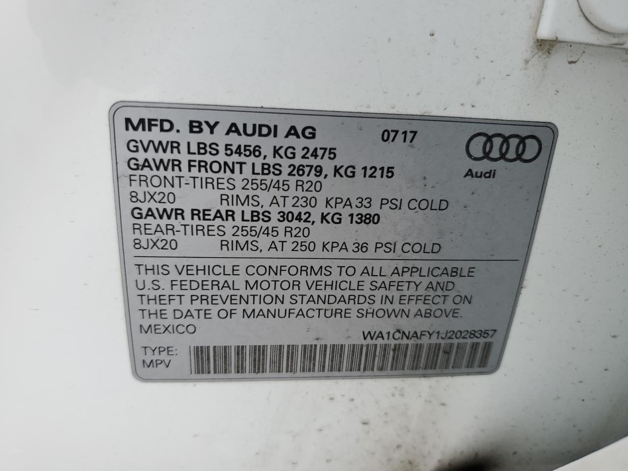 2018 Audi Q5 Prestige VIN: WA1CNAFY1J2028357 Lot: 81278765