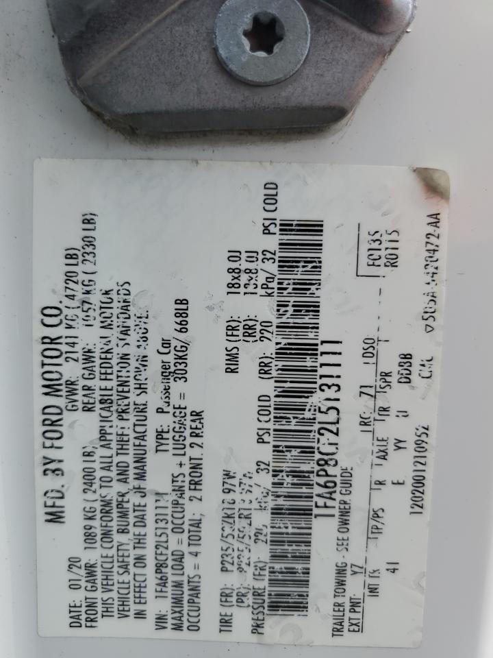 2020 Ford Mustang Gt VIN: 1FA6P8CF2L5131111 Lot: 80677175