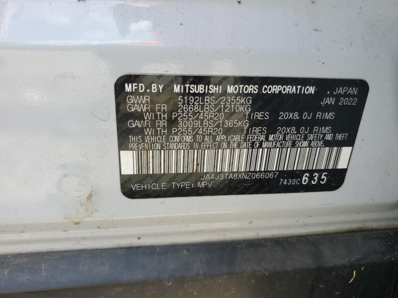 2022 Mitsubishi Outlander Es VIN: JA4J3TA8XNZ066067 Lot: 81366085