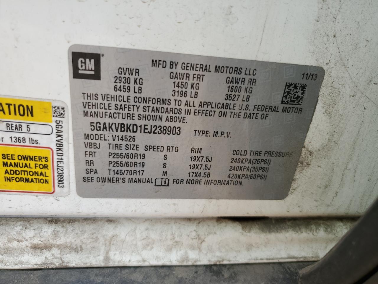 2014 Buick Enclave VIN: 5GAKVBKD1EJ238903 Lot: 81098385