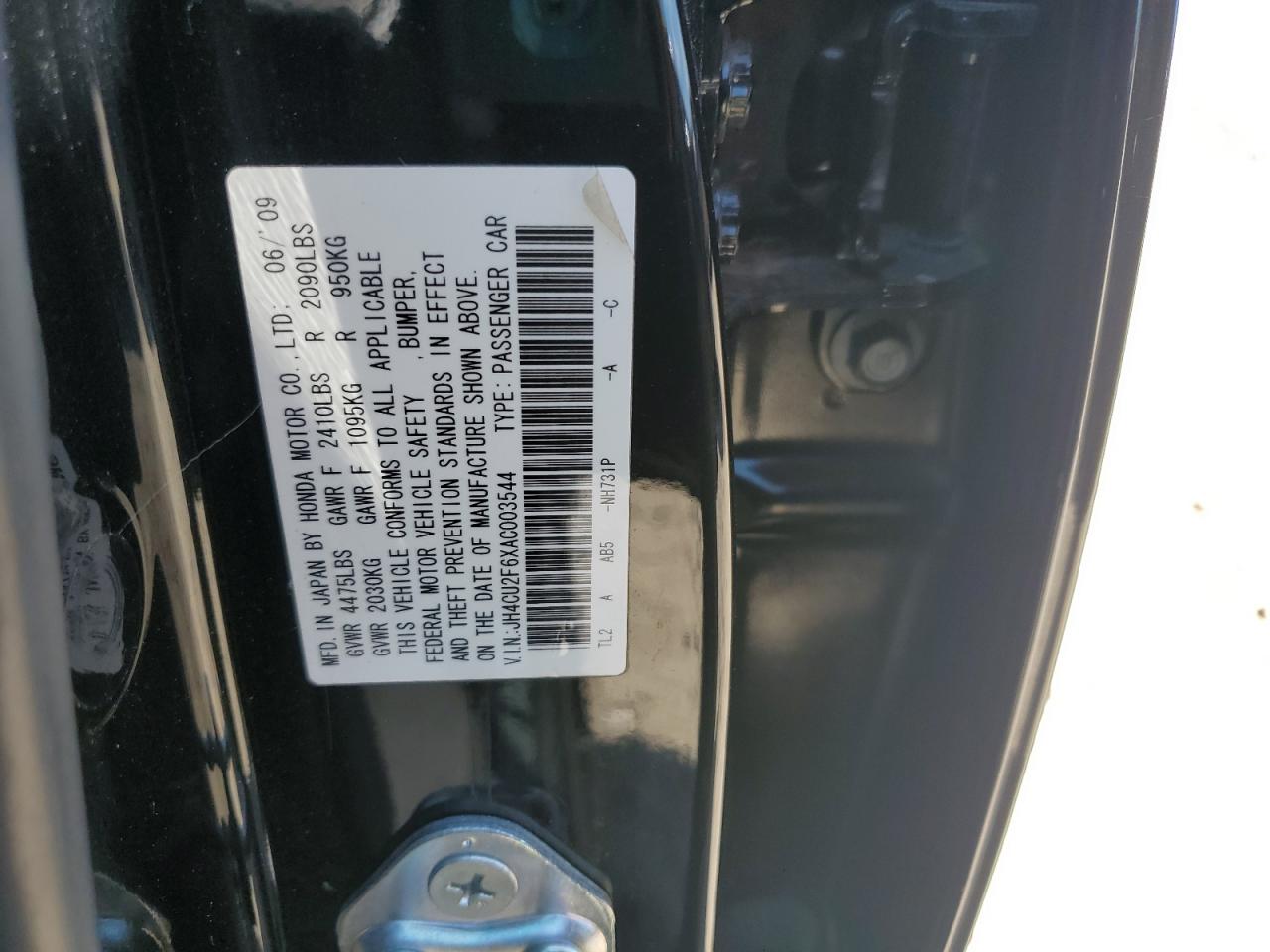 2010 Acura Tsx VIN: JH4CU2F6XAC003544 Lot: 70862925