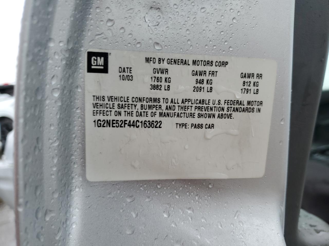 2004 Pontiac Grand Am Se VIN: 1G2NE52F44C163622 Lot: 82150335