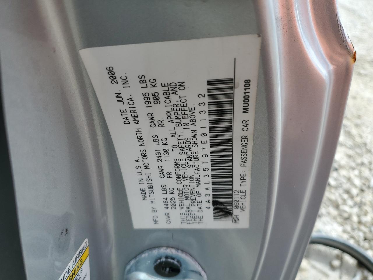 2007 Mitsubishi Eclipse Spyder Gt VIN: 4A3AL35T97E011332 Lot: 84260325