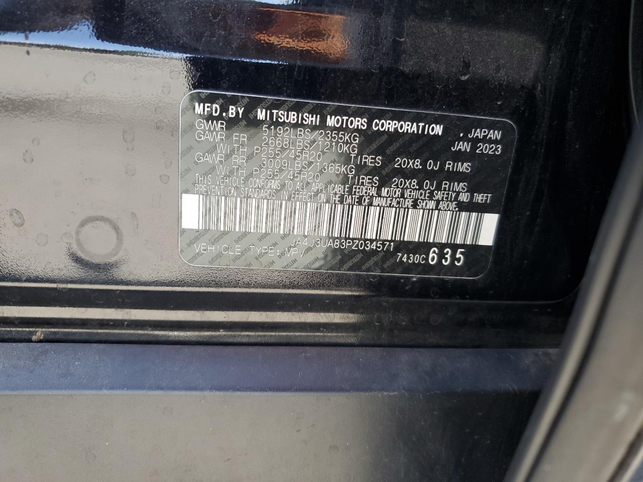 2023 Mitsubishi Outlander Se VIN: JA4J3UA83PZ034571 Lot: 81344695