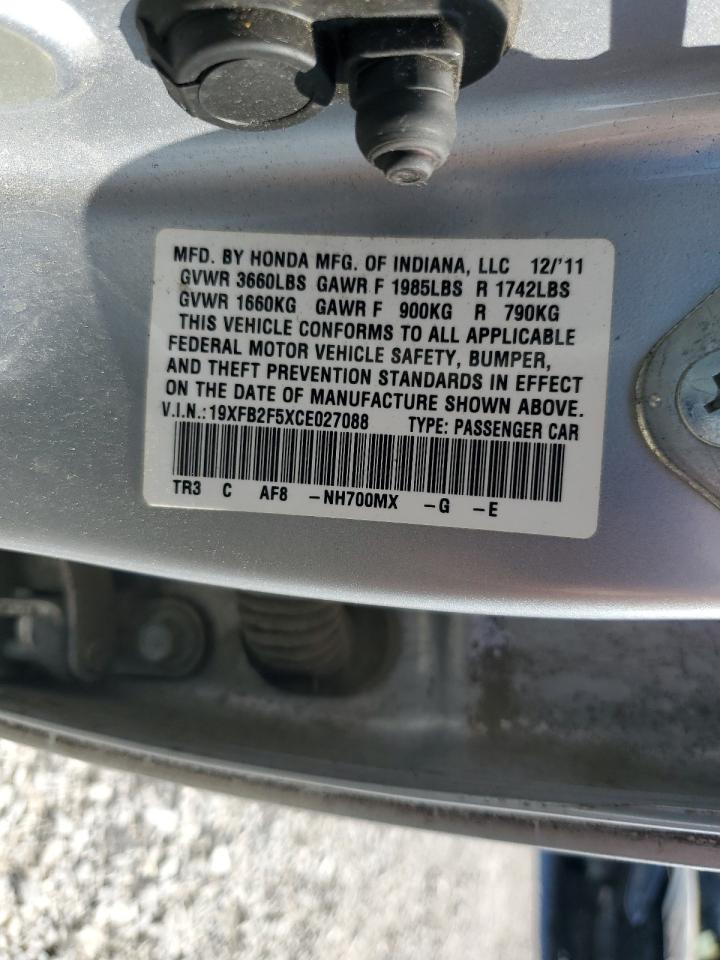 2012 Honda Civic Lx VIN: 19XFB2F5XCE027088 Lot: 84167505