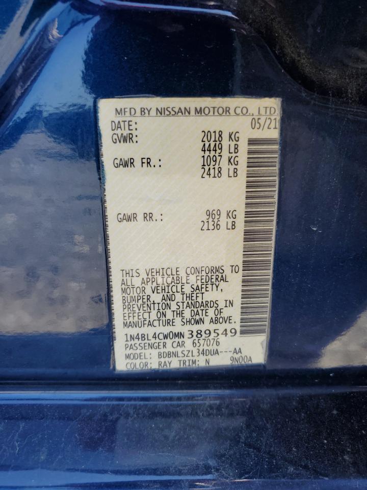 2021 Nissan Altima Sr VIN: 1N4BL4CW0MN389549 Lot: 80496965