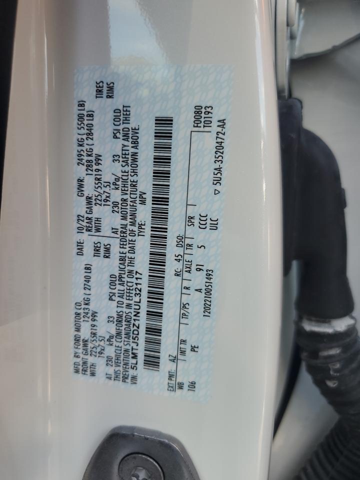 2022 Lincoln Corsair Grand Touring VIN: 5LMTJ5DZ1NUL32117 Lot: 81681415