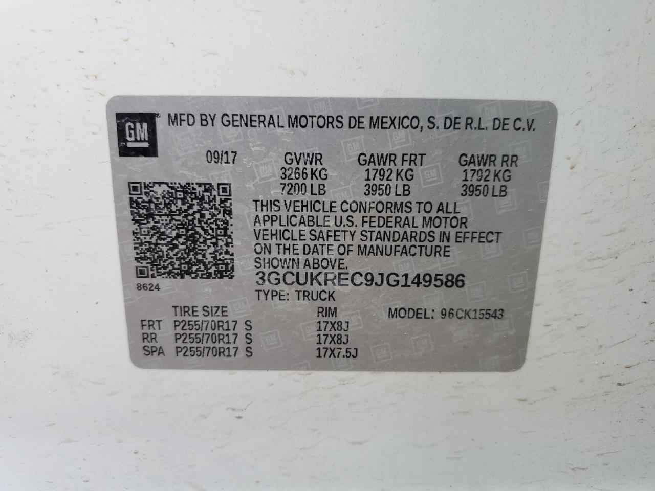 2018 Chevrolet Silverado K1500 Lt VIN: 3GCUKREC9JG149586 Lot: 81852035