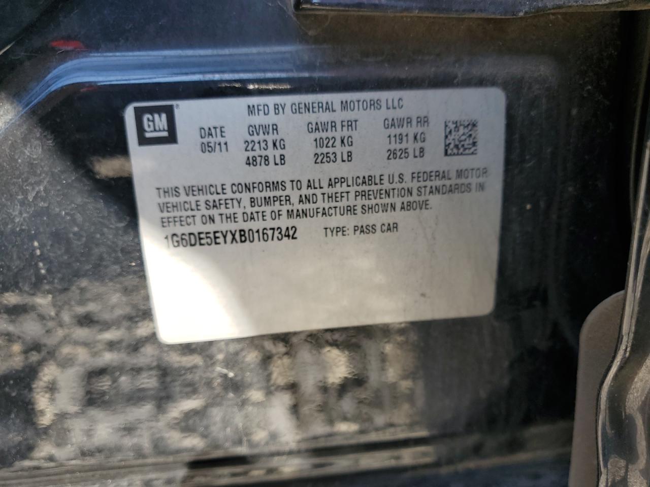 2011 Cadillac Cts Luxury Collection VIN: 1G6DE5EYXB0167342 Lot: 81890555