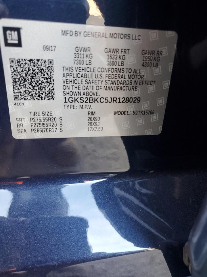 2018 GMC Yukon Slt VIN: 1GKS2BKC5JR128029 Lot: 82117415