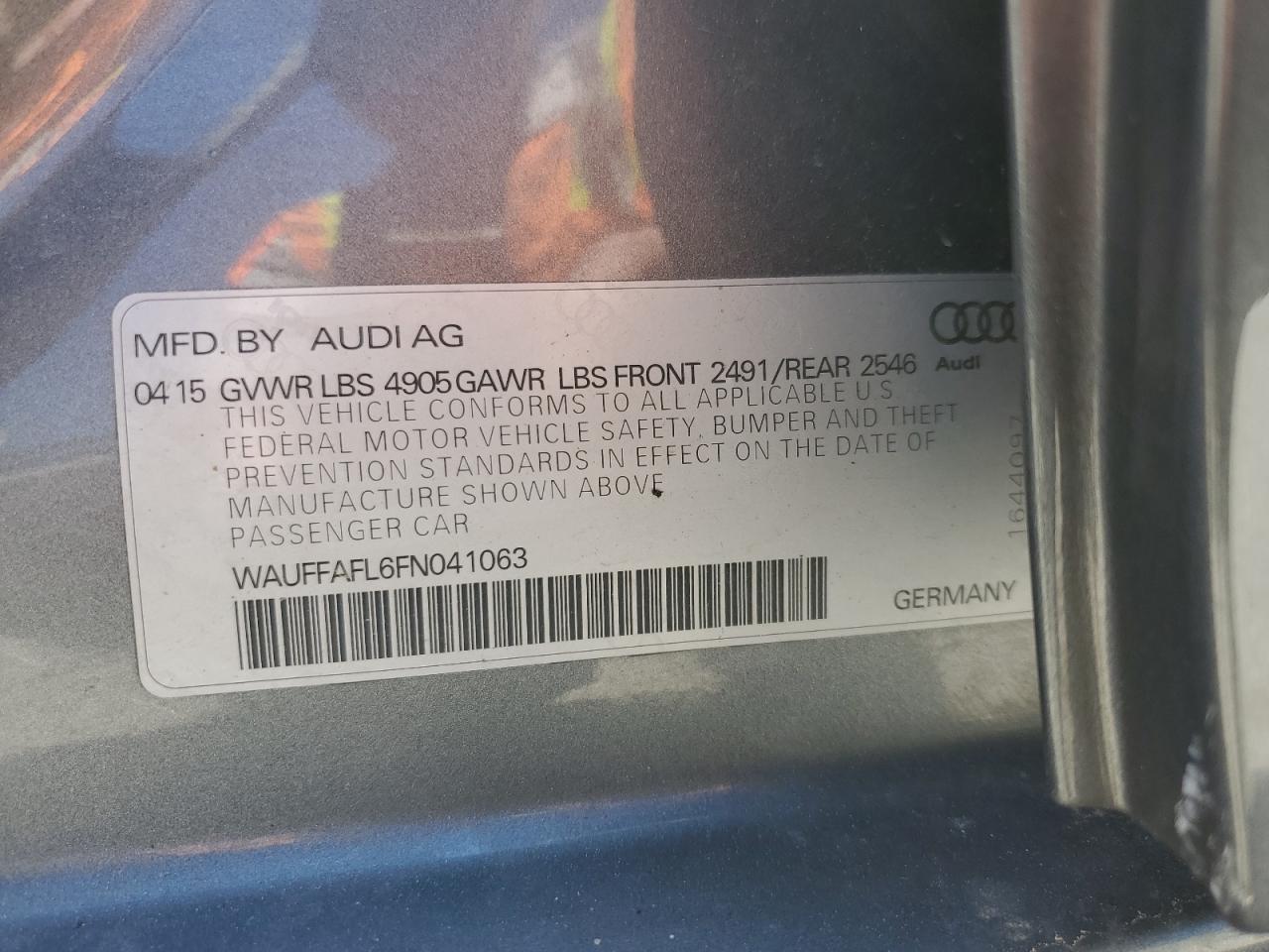 2015 Audi A4 Premium Plus VIN: WAUFFAFL6FN041063 Lot: 70939795