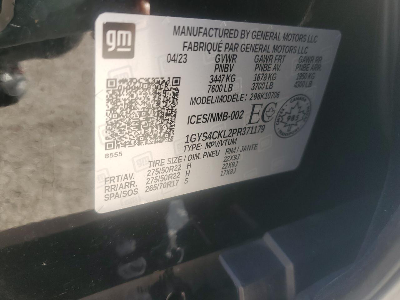 2023 Cadillac Escalade Premium Luxury VIN: 1GYS4CKL2PR371179 Lot: 80698585