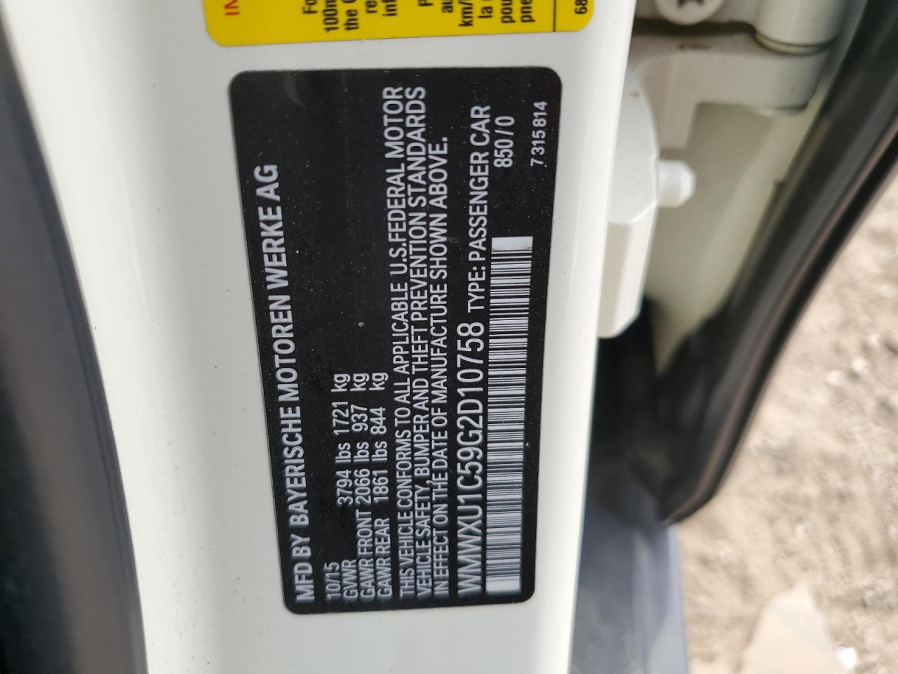 2016 Mini Cooper VIN: WMWXU1C59G2D10758 Lot: 72041025