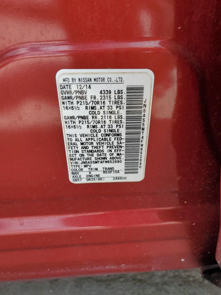 2015 Nissan Rogue Select S VIN: JN8AS5MT4FW652890 Lot: 81894335