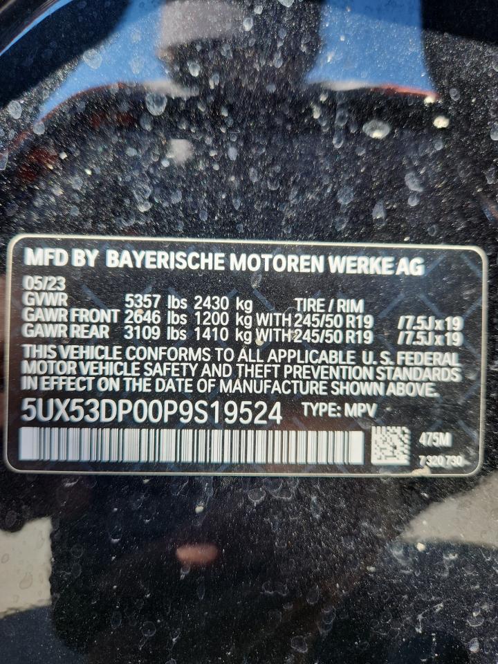 2023 BMW X3 xDrive30I VIN: 5UX53DP00P9S19524 Lot: 83984855