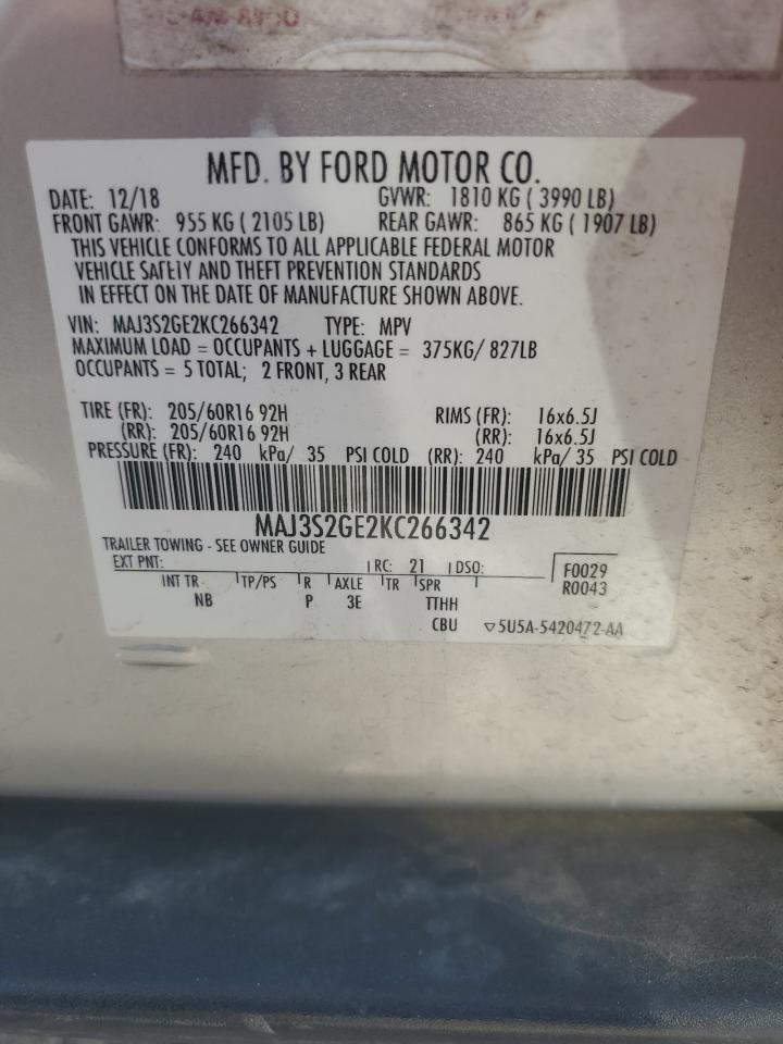 2019 Ford Ecosport Se VIN: MAJ3S2GE2KC266342 Lot: 71689275