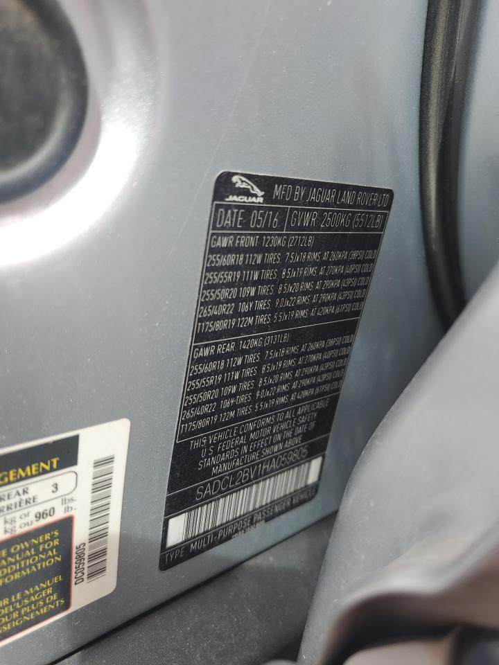 2017 Jaguar F-Pace R - Sport VIN: SADCL2BV1HA059805 Lot: 84618355