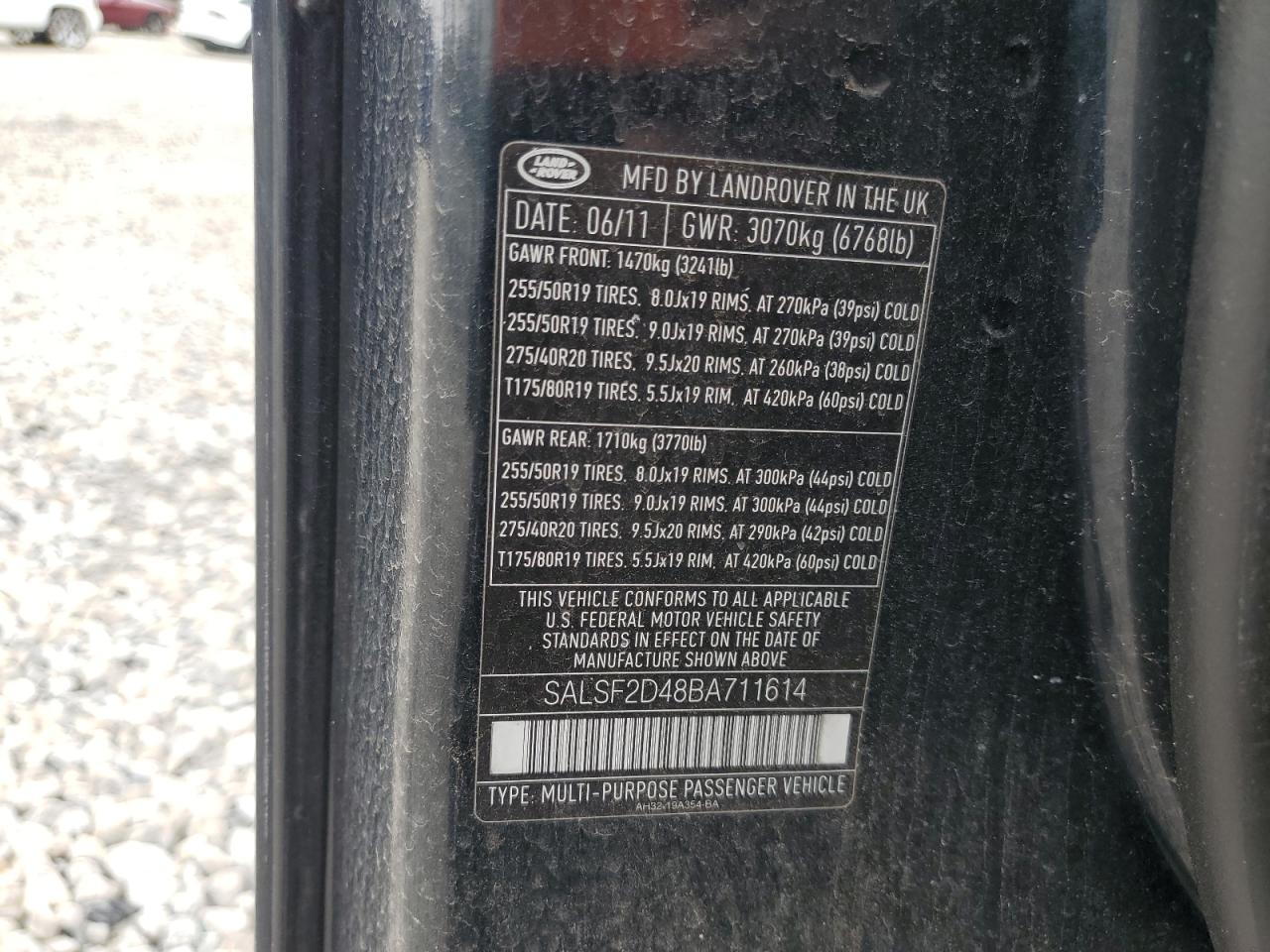 2011 Land Rover Range Rover Sport Hse VIN: SALSF2D48BA711614 Lot: 82123155