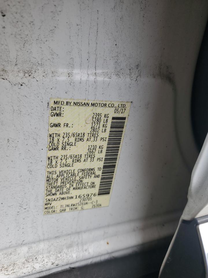 2017 Nissan Murano S VIN: 5N1AZ2MH3HN165976 Lot: 83758005