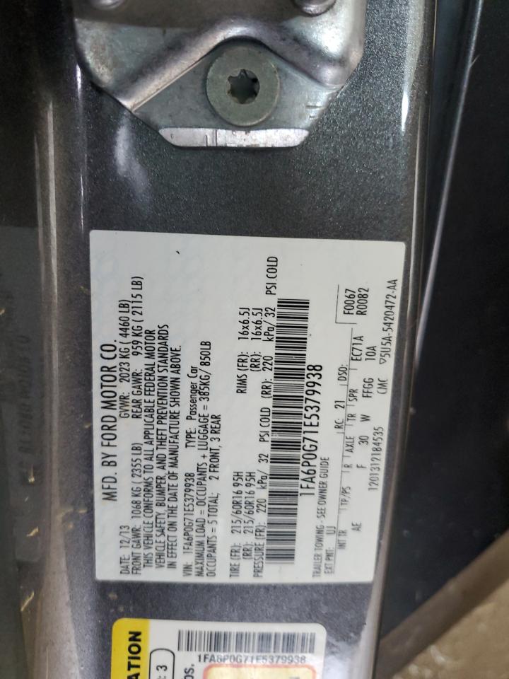 2014 Ford Fusion S VIN: 1FA6P0G71E5379938 Lot: 84250015