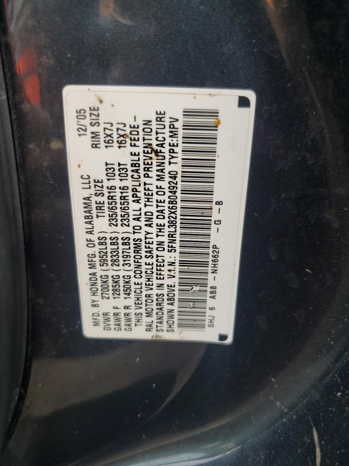 2006 Honda Odyssey Lx VIN: 5FNRL382X6B049240 Lot: 84248595