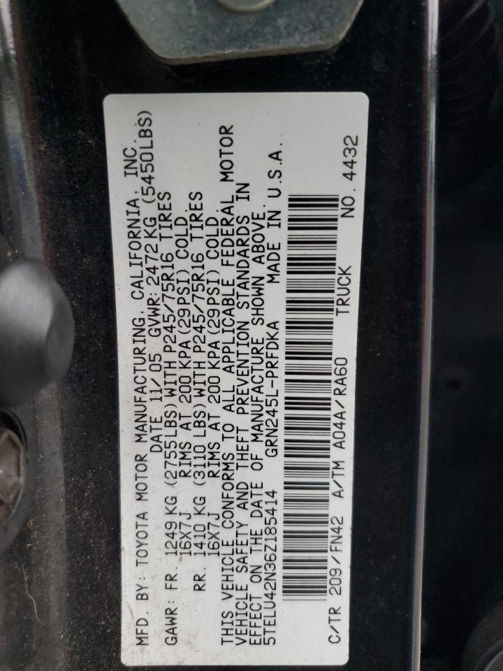 2006 Toyota Tacoma Double Cab VIN: 5TELU42N36Z185414 Lot: 84021015