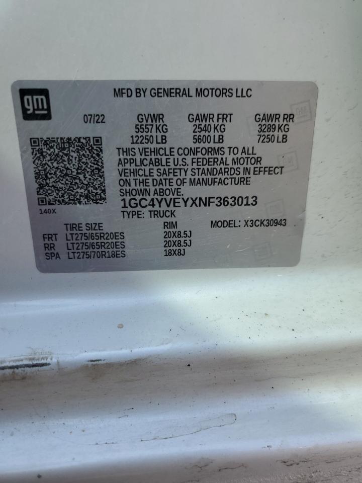 2022 Chevrolet Silverado K3500 High Country VIN: 1GC4YVEYXNF363013 Lot: 71279805