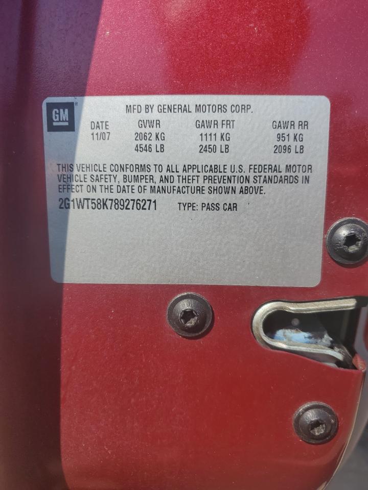 2008 Chevrolet Impala Lt VIN: 2G1WT58K789276271 Lot: 83931895