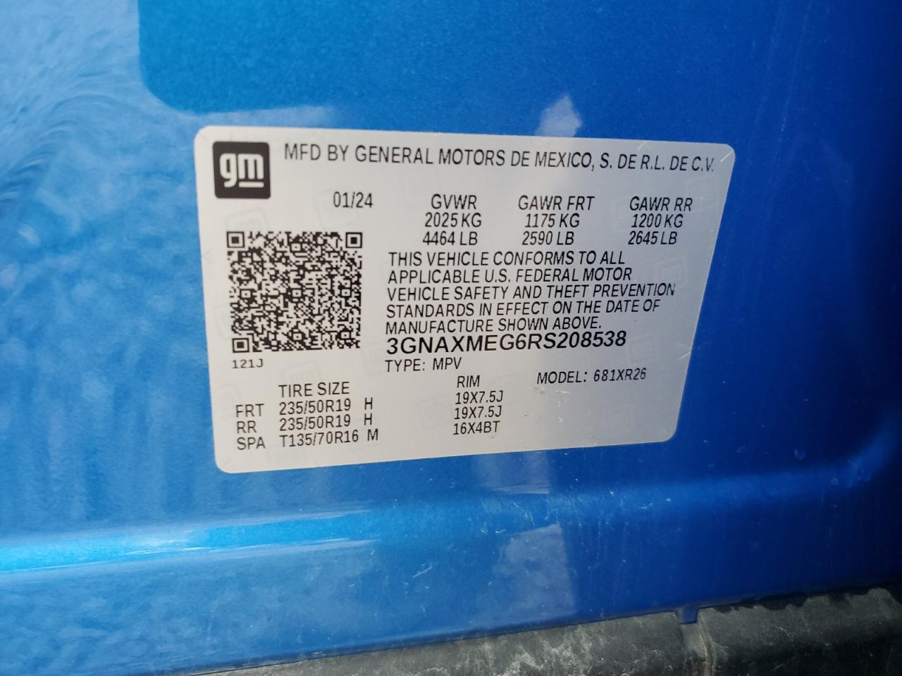 2024 Chevrolet Equinox Rs VIN: 3GNAXMEG6RS208538 Lot: 80208595