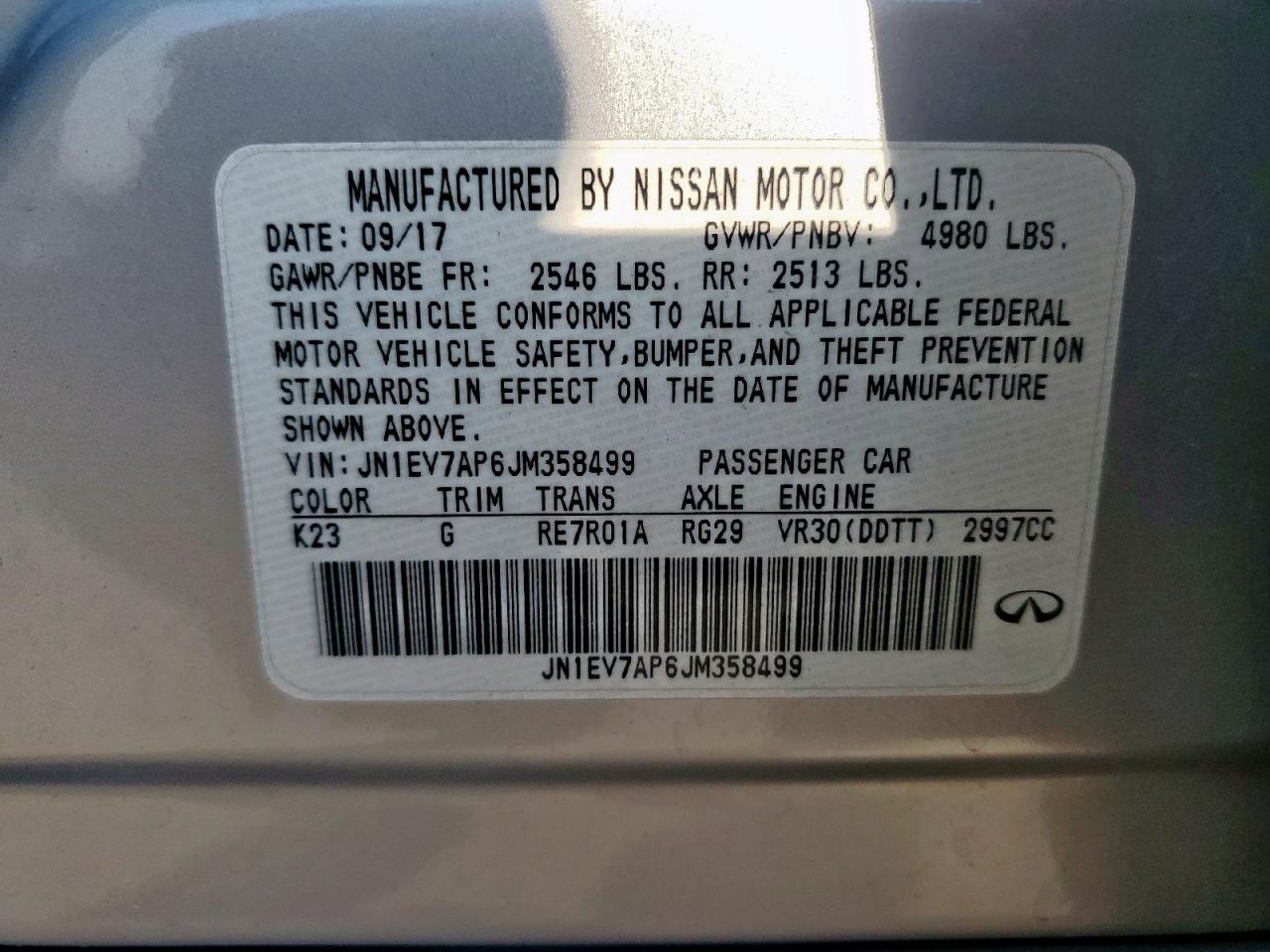 2018 Infiniti Q50 Luxe VIN: JN1EV7AP6JM358499 Lot: 80745835