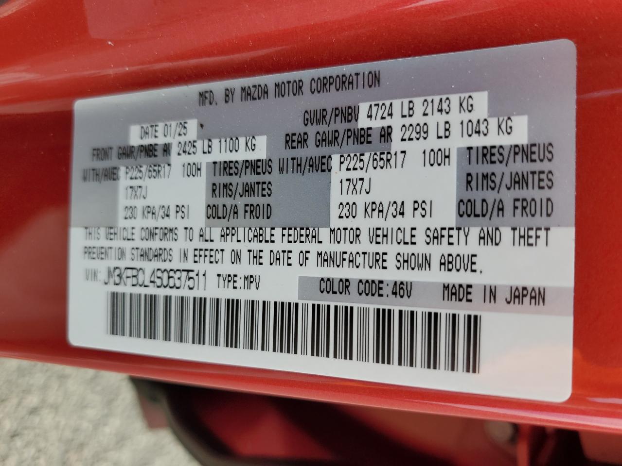 2025 Mazda Cx-5 Preferred VIN: JM3KFBCL4S0637511 Lot: 81518345