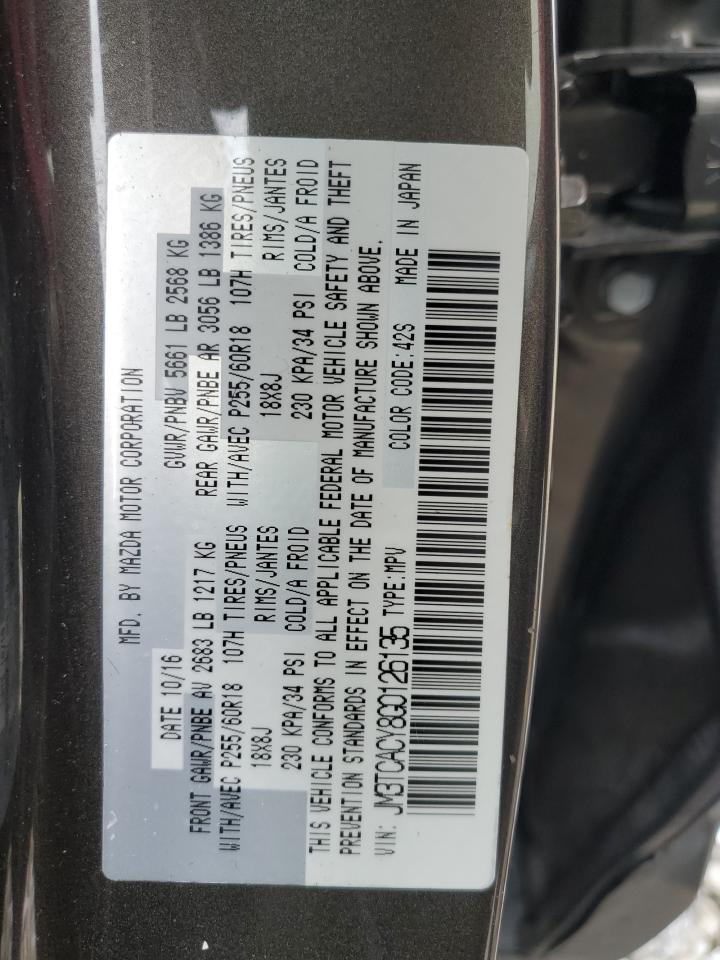 2016 Mazda Cx-9 Touring VIN: JM3TCACY8G0126135 Lot: 84054605