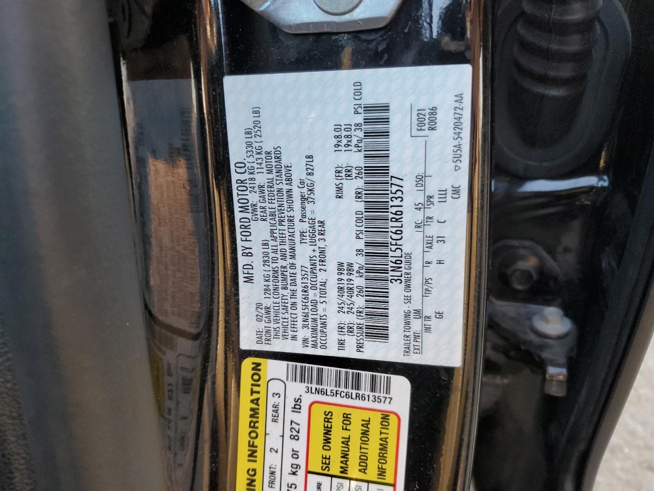 2020 Lincoln Mkz Reserve VIN: 3LN6L5FC6LR613577 Lot: 80918185