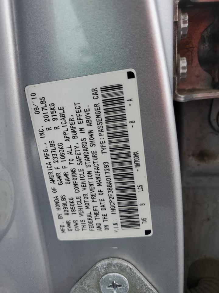 2011 Honda Accord Lx VIN: 1HGCP2F38BA017293 Lot: 83876905