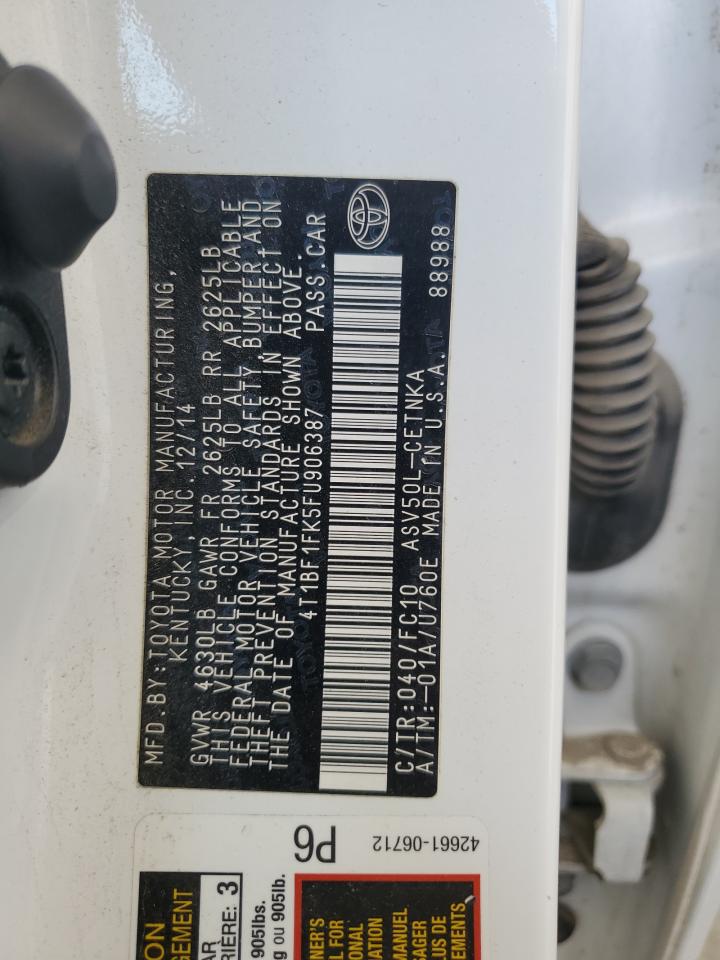 2015 Toyota Camry Le VIN: 4T1BF1FK5FU906387 Lot: 84025105