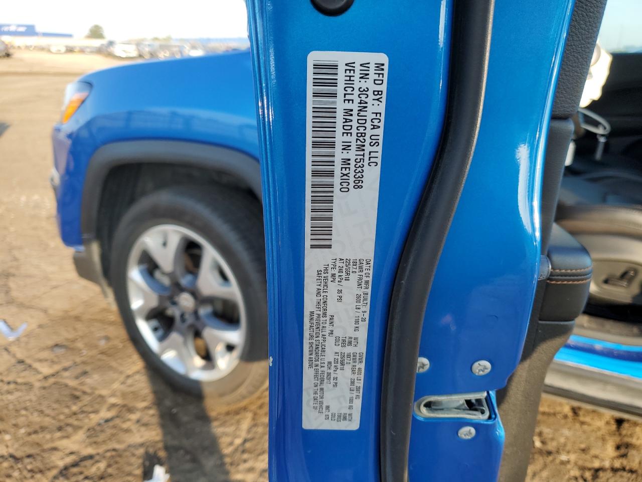 2021 Jeep Compass Limited VIN: 3C4NJDCB2MT533368 Lot: 81395675