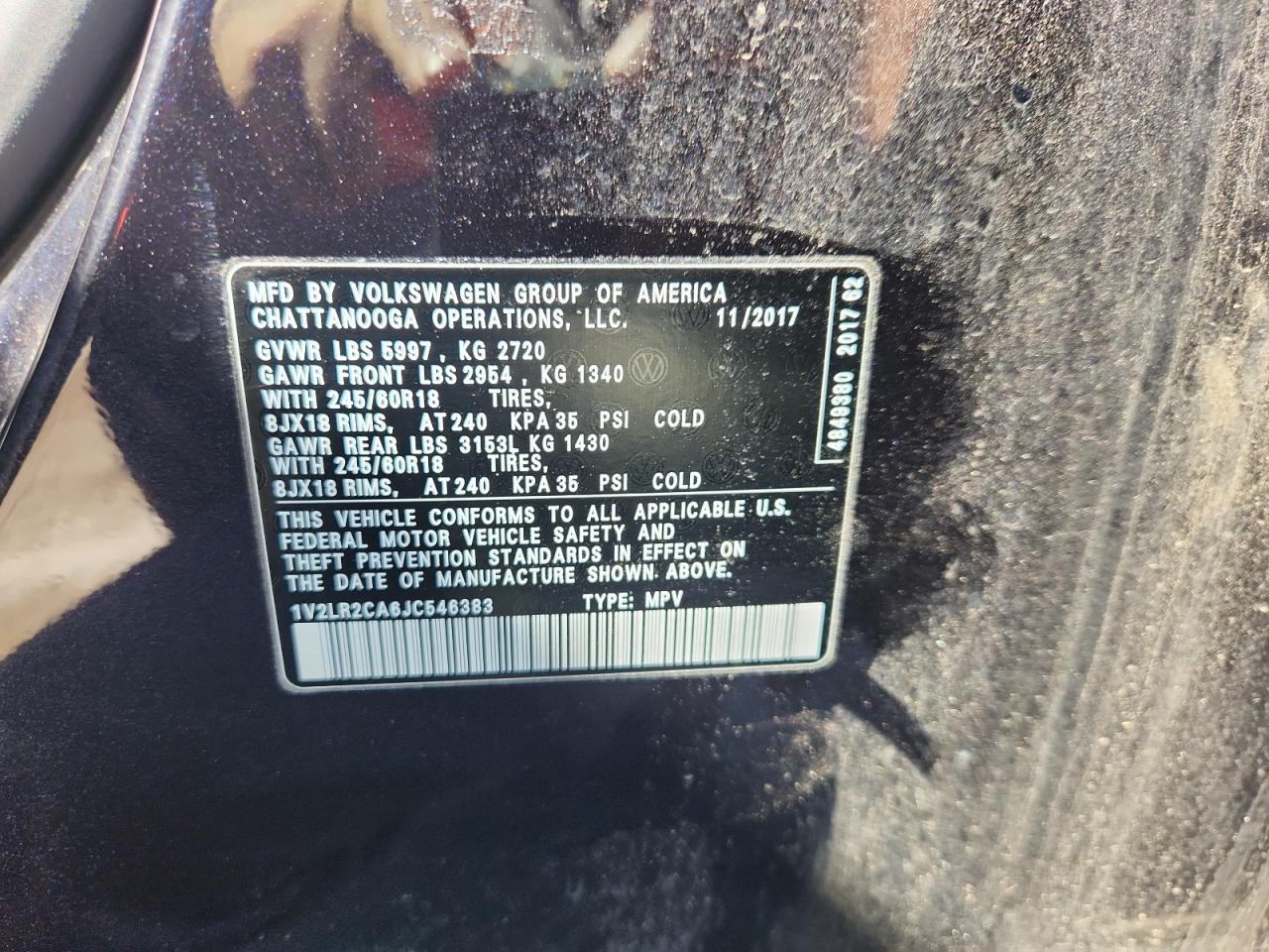 2018 Volkswagen Atlas Se VIN: 1V2LR2CA6JC546383 Lot: 71239415