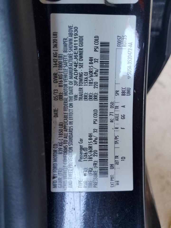 2014 Ford Fiesta Se VIN: 3FADP4EJ6EM111930 Lot: 80016885