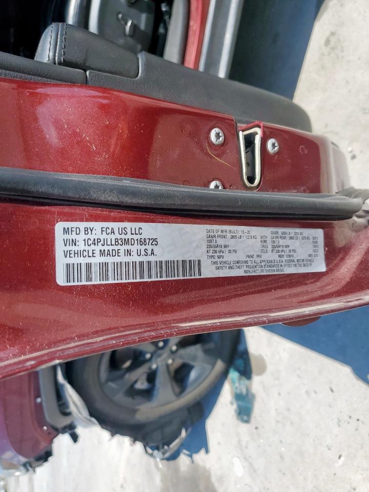 2021 Jeep Cherokee Latitude Plus VIN: 1C4PJLLB3MD168725 Lot: 80667875