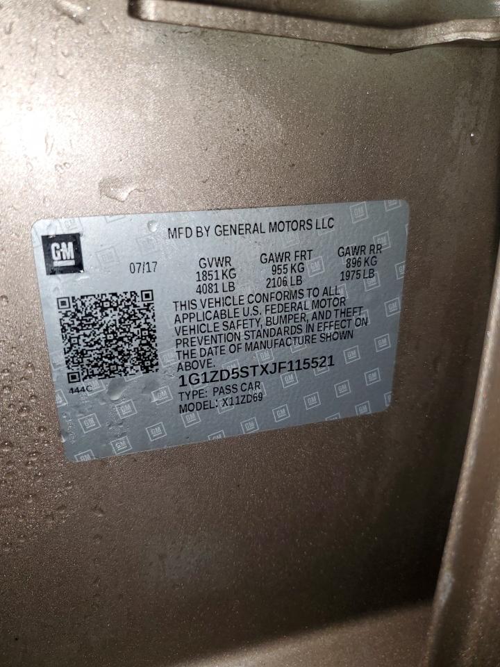 2018 Chevrolet Malibu Lt VIN: 1G1ZD5STXJF115521 Lot: 84579765