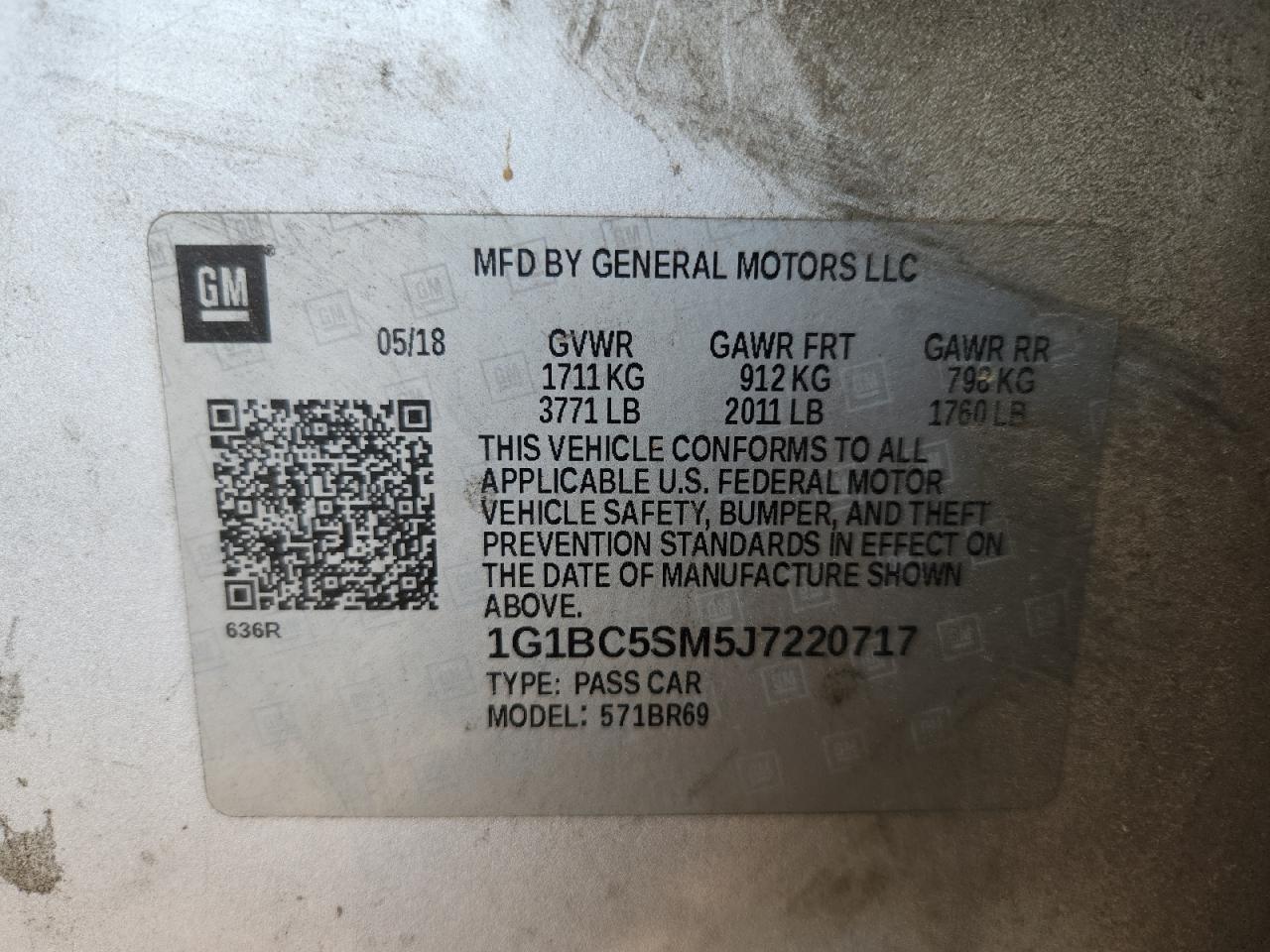 2018 Chevrolet Cruze Ls VIN: 1G1BC5SM5J7220717 Lot: 81422355