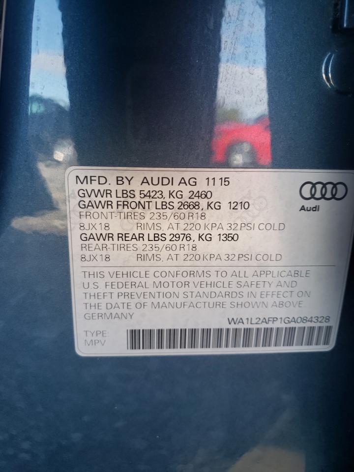 2016 Audi Q5 Premium Plus VIN: WA1L2AFP1GA084328 Lot: 80883765