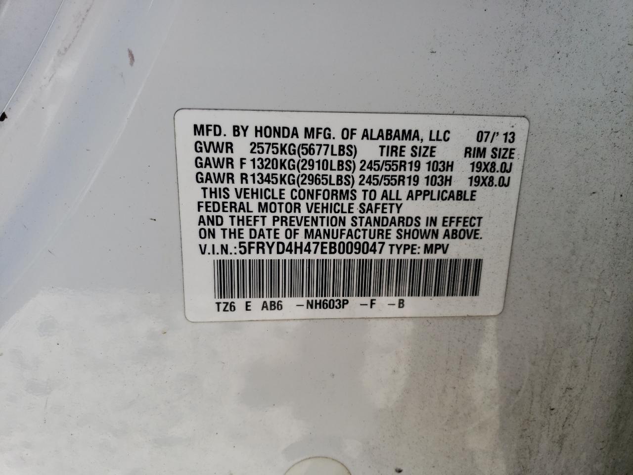 2014 Acura Mdx Technology VIN: 5FRYD4H47EB009047 Lot: 80282025