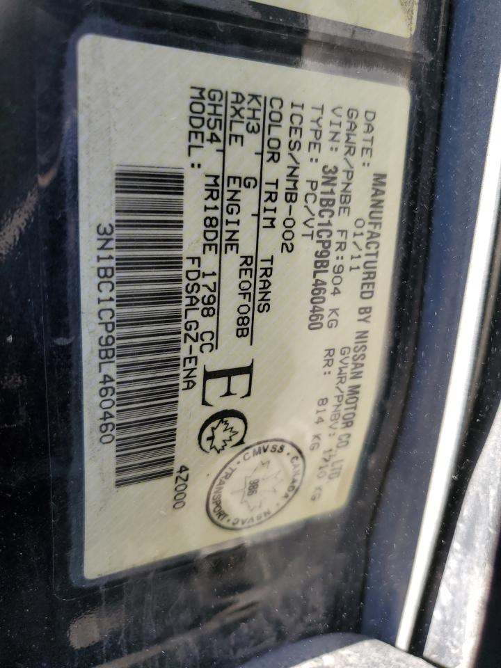 2011 Nissan Versa S VIN: 3N1BC1CP9BL460460 Lot: 71501465