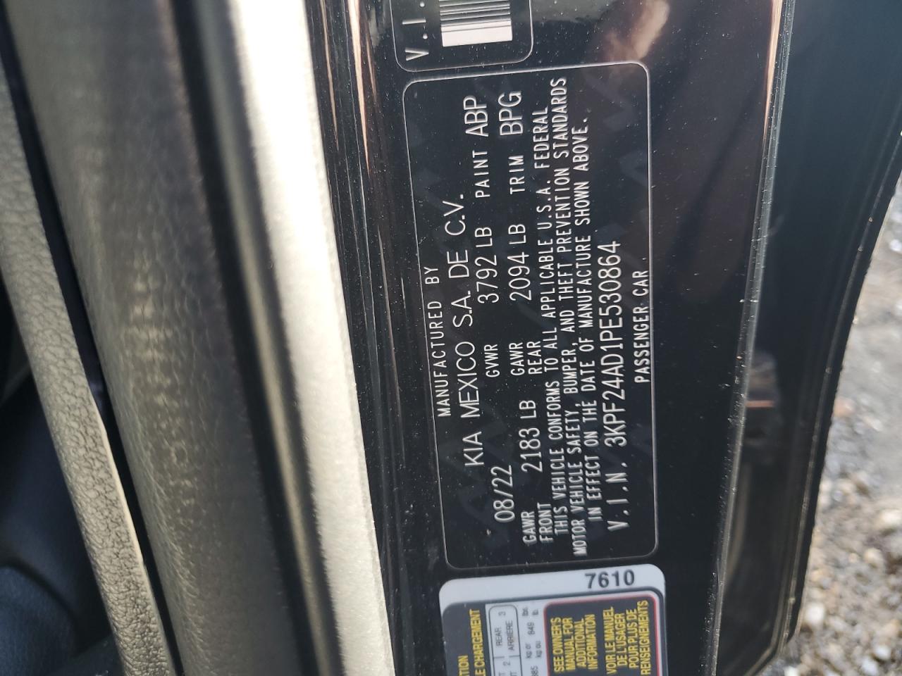 2023 Kia Forte Lx VIN: 3KPF24AD1PE530864 Lot: 69137865