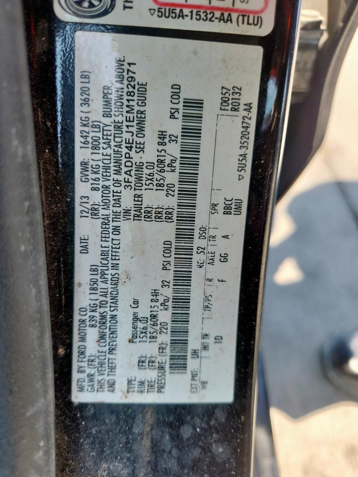 2014 Ford Fiesta Se VIN: 3FADP4EJ1EM182971 Lot: 72081055