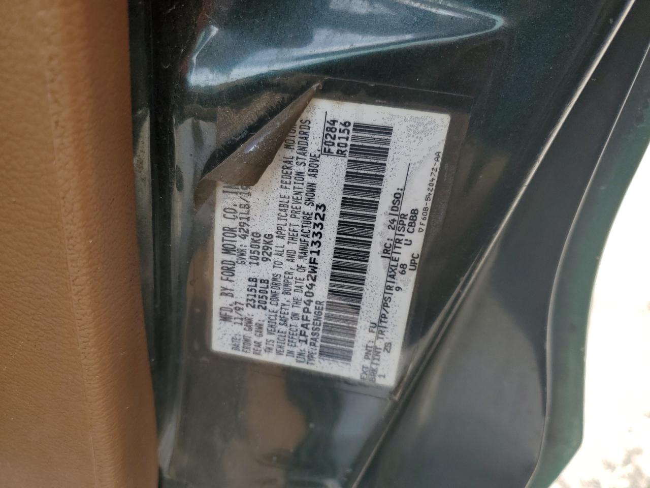 1998 Ford Mustang VIN: 1FAFP4042WF133323 Lot: 71854095